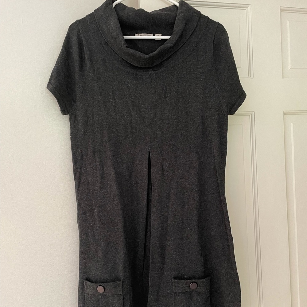 Ripe Maternity grey cowl neck pleat front dress. Medium